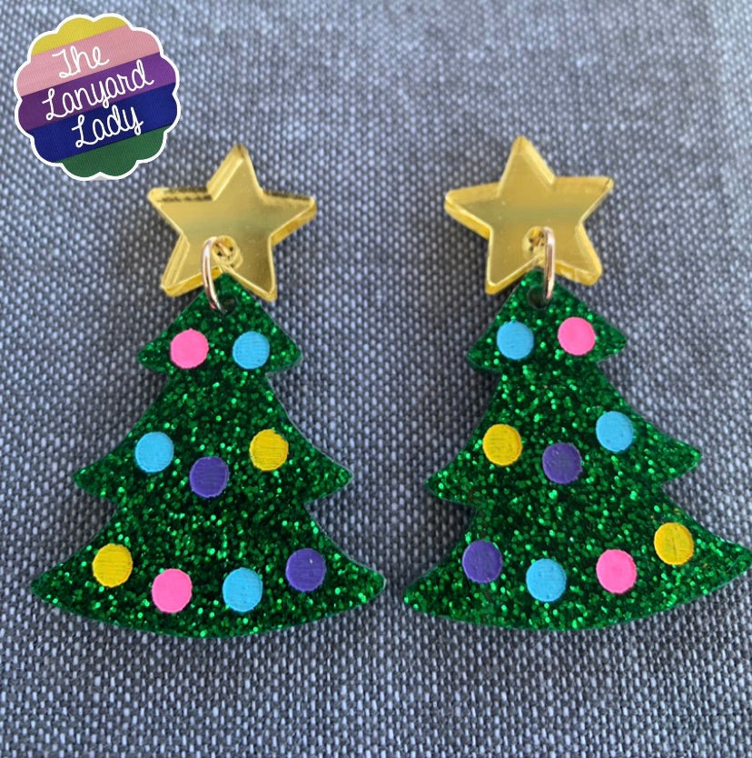 Christmas Tree Stud Earrings with Sterling Silver Posts