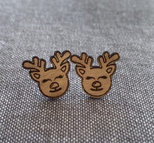 Load image into Gallery viewer, Christmas Wood Earrings with Sterling Silver Posts/Hooks
