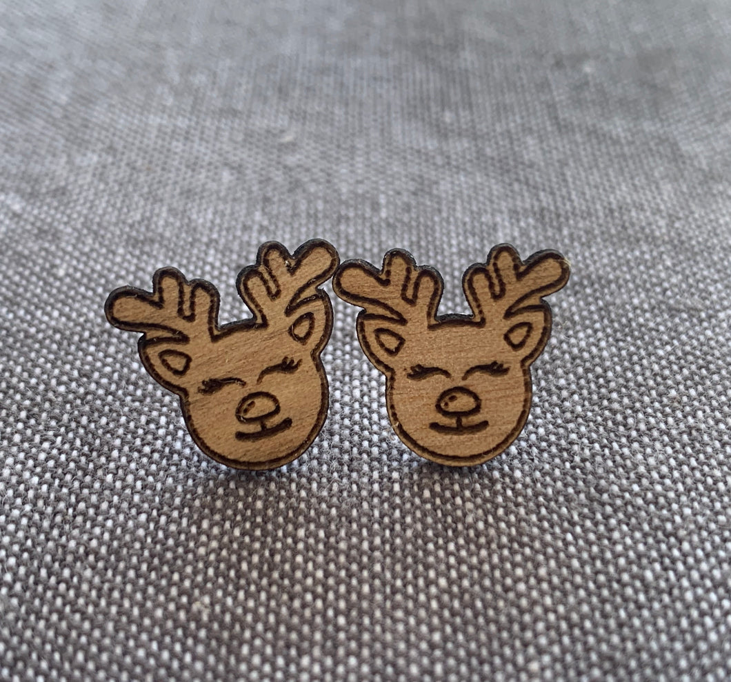 Christmas Wood Earrings with Sterling Silver Posts/Hooks
